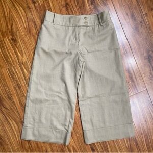 LOFT Women's Tan Ann Midrise Wool Relax Crop Gaucho Trouser Size 2 Preppy Career